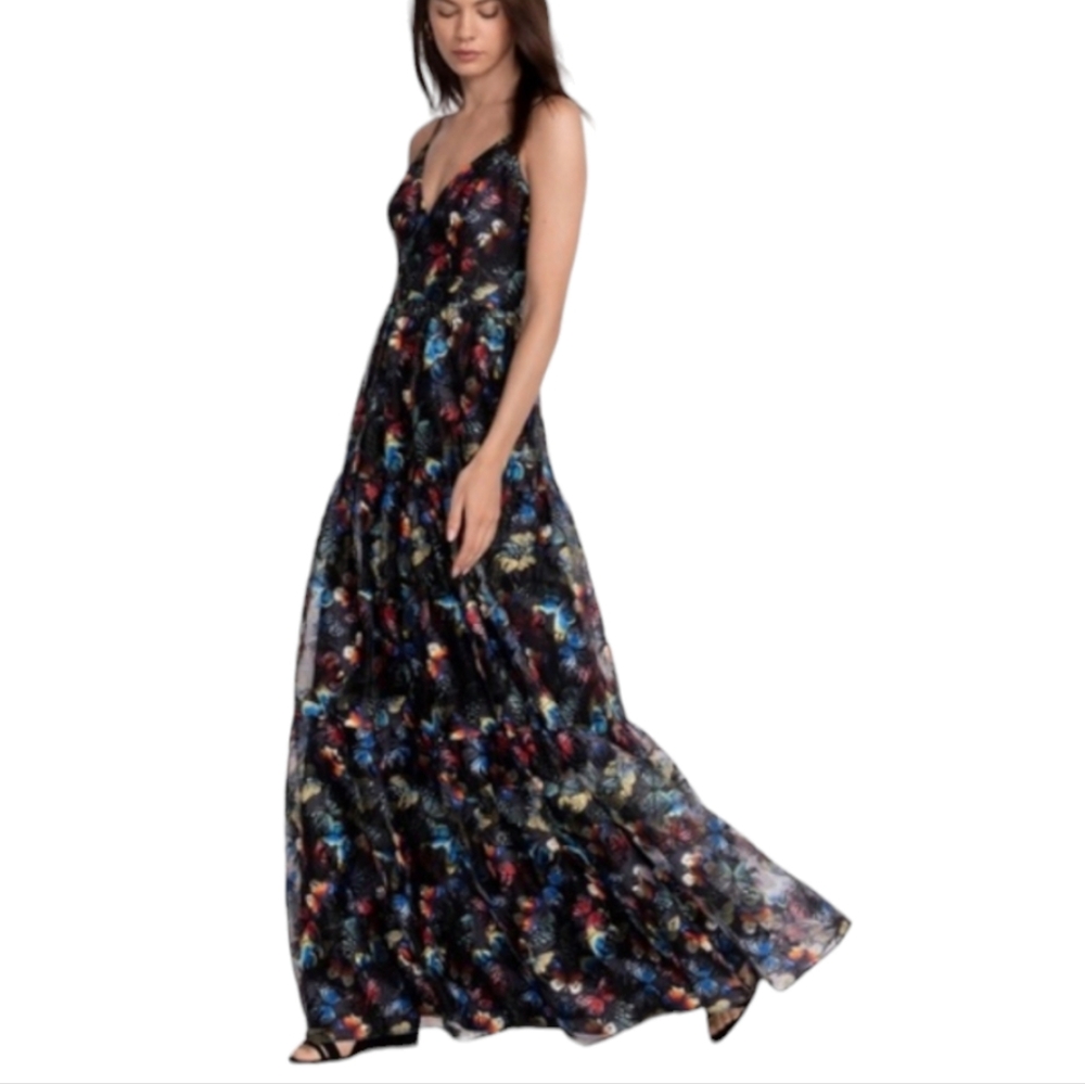 Johnny Was Papillon Embroidered Maxi Dress Butterfly Black Size 8 New‎ MSRP $598